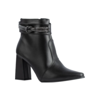 Bota Lumiss Feminina Strass Bico Fino Cano Curto Salto Alto