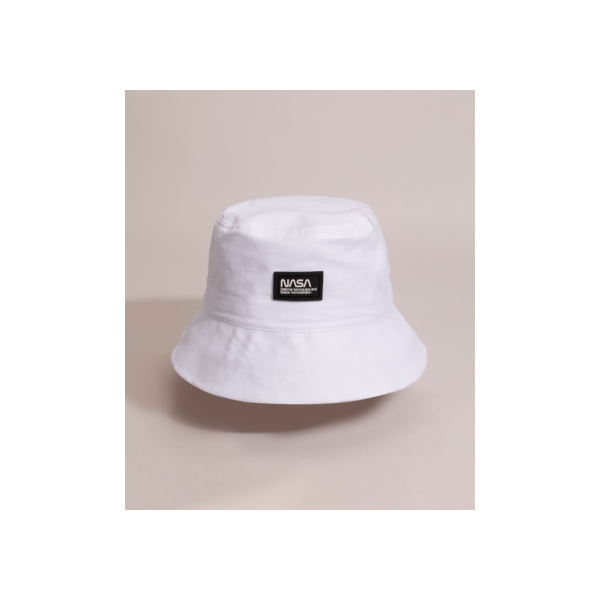 Chapéu Bucket Hat de Algodão NASA com Patch Emborrachado Branco