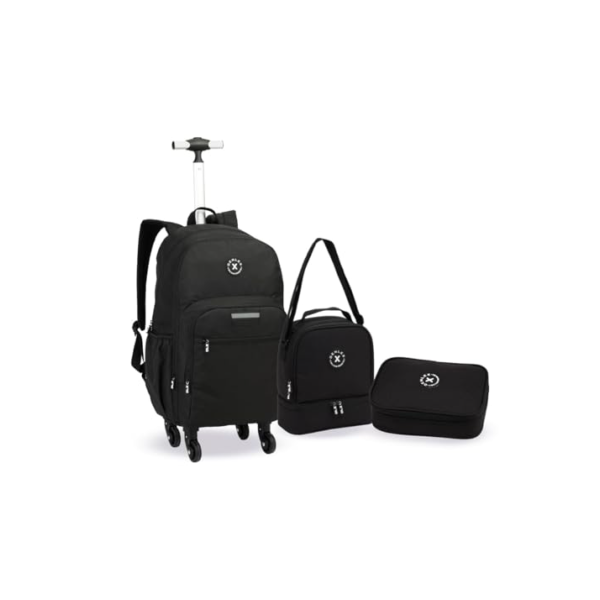 Kit Mochila Rodinha 360 Refletiva Masculina Escola Faculdade