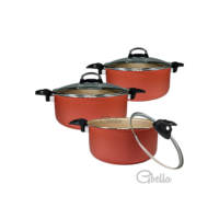 Kit 3 Peças Panelas Caçarolas Com Tampa de Vidro Tamanho 16 18 20cm Com 5 Camadas de Teflon Cozinha
