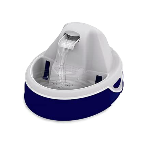 AMICUS - Fonte de Água AQUA FLOW para Pets - Fontes de Água para Gatos e Cães, Bebedouro para Animais de Estimação, Sistema de Drenagem Anti-Pelos, Bivolt - Capacidade Máxima 3,5L - Azul & Cinza