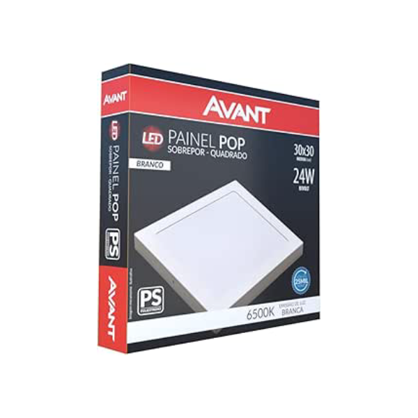 Painel Led Luminária Plafon de sobrepor 28cm, 24w, 6500k-Luz branca, bivolt, Avant
