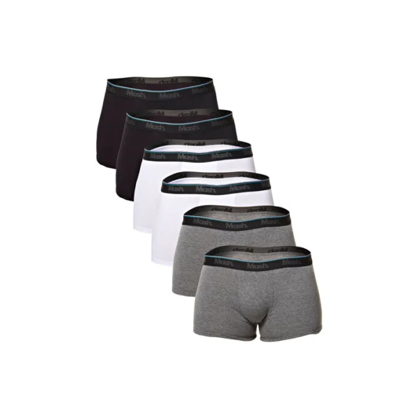 Kit 6 Cuecas Masculinas 111.74 Boxer Cotton C/ Elástico Mash
