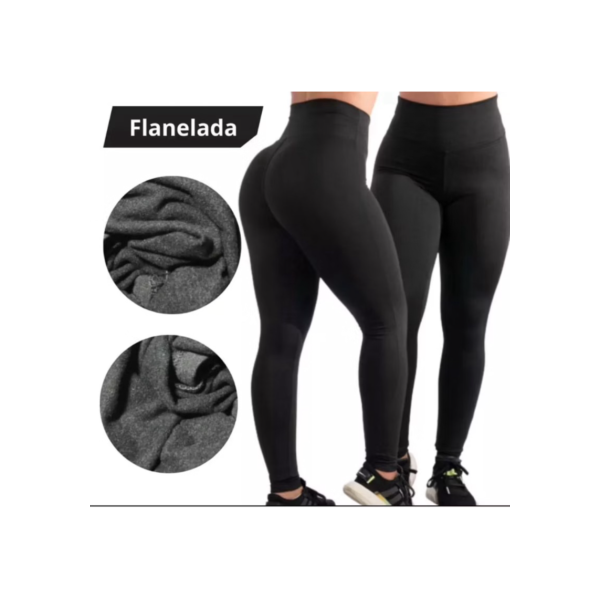Kit 2 Calça Termica Flanelada Legging Academia Suplex Grossa Modeladora Leg Cintura Alta Peluciada