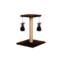 Arranhador Para Gatos Poste Com Brinquedo Duplo Exclusivo (Marrom)