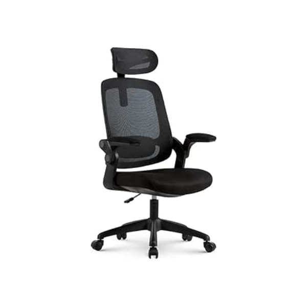 Cadeira de Escritorio Ergonômica Astra Preta com Apoio Lombar e Cabeça, Encosto Ajustável, Mesh Respirável