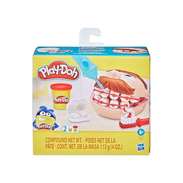 Play-Doh, Massinha de Modelar Infantil, Brincando de Dentista - Conjunto de Brinquedo com Acessórios e 2 Potes - A partir de 3 Anos