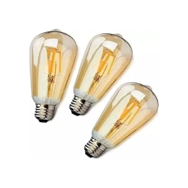 Kit 3 Lampada Filamento De Led St64 Retro Vintage E27 Bivolt Ambar Branco Quente