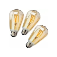 Kit 3 Lampada Filamento De Led St64 Retro Vintage E27 Bivolt Ambar Branco Quente