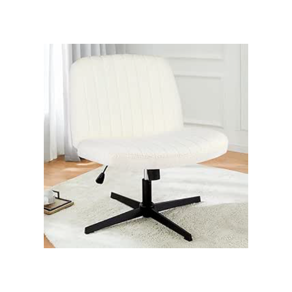 Cadeira Escritório DT3 Dolly, Criss Cross Cosy Chair, Original, Assento Extra Grande e Largo, Leisure, Penteadeira, Escrivaninha. (Cream)