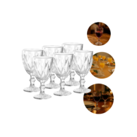 Jogo de Taças Copos Cristal Ecológico Diamond 330ml Com 6 Peças