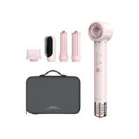 GOKOCO Secador de Cabelo 5 em 1 Conjunto, Escova Secadora 1400W Alta Velocidade 110000 Rpm, Kit Modelador Liso e Cacheado com Bocal Magnético 220V, Rosa