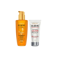 Kit Leave-in de Tratamento Cicatri Renov 50ml + Óleo Extraordinario para Cabelos Elseve Loreal Paris 100ml