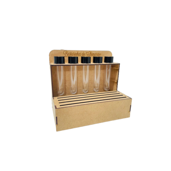 Porta Tubetes Para Besteirinhas de Chimarrão, com Suporte Para Enfeites.