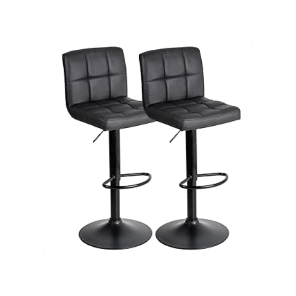 Banquetas Gomos Confort Giratória Estofada Cozinha Kit 02 Un (Preta)