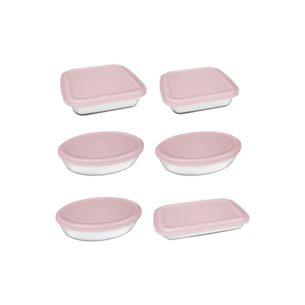 Conjunto Assadeiras 6 Peças com Tampa Cor Rosa - Marinex