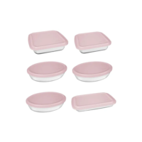 Conjunto Assadeiras 6 Peças com Tampa Cor Rosa - Marinex