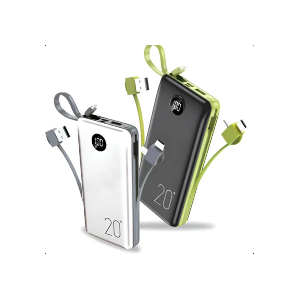 Power Bank 20.000mah Carregador Rápido Com Display Portátil Branco