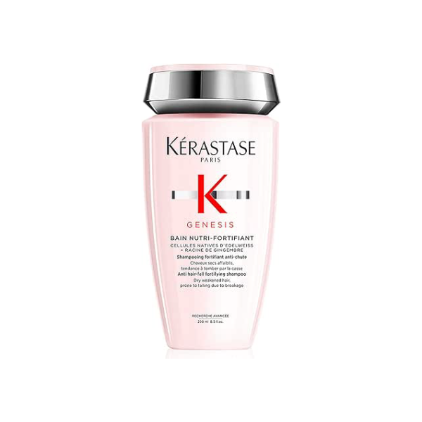 Kérastase Shampoo Genesis Bain Nutri-Fortifiant, Cabelos com queda, Cabelo grossos, Prevenção da queda, Flor de Edelweiss, Raiz de gengibre, 250 ml