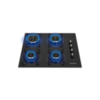 Cooktop a Gás com 4 Bocas Queimadores com Mesa de Vidro Temperado Mondial CTG-01 Preto/Inox
