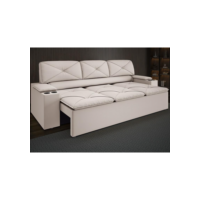 Sofá com Porta Copos Retrátil e Reclinável Pop 2,05m Velosuede Areia - NETSOFAS