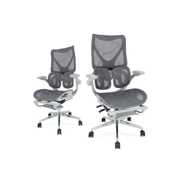 Cadeiras de Escritório Ergonômicas com Suporte Lombar, Encosto Ajustável, Tela Mesh Respirável, com Rodizios Forte, Suporta 150kg – Ideal para Home Office e Jogos (Cinza)