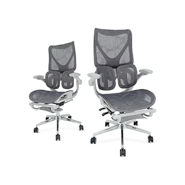 Cadeiras de Escritório Ergonômicas com Suporte Lombar, Encosto Ajustável, Tela Mesh Respirável, com Rodizios Forte, Suporta 150kg – Ideal para Home Office e Jogos (Cinza)