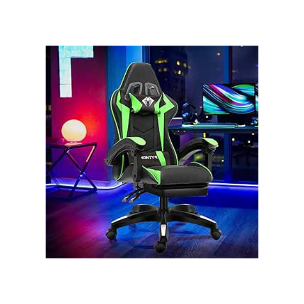 Cadeira Ergonomica Gamer Com Apoio Para Os Pés（Verde)