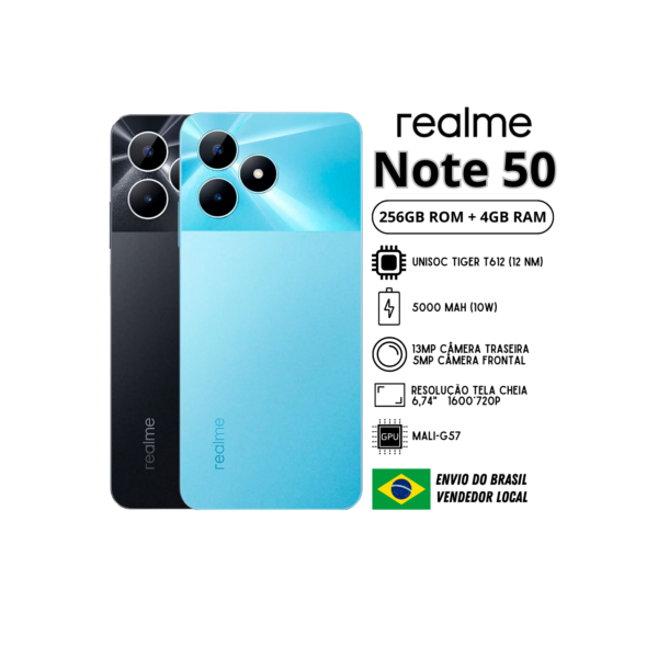 Celular Realme Note 50 256GB ROM / 4GB RAM | Envio do Brasil | Smartphone 4G , ROM Global , Processador Tiger T612