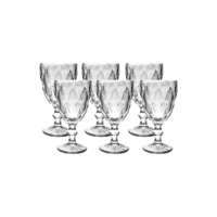 Jogo De Taças Diamante De Vidro 6 Peças 260ml Água Suco