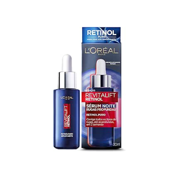 L'Oréal Paris Revitalift Pro-Retinol, Sérum Facial Antirrugas com Retinol Puro de Uso Noturno, Melhora a Firmeza da Pele e Reduz Rugas Profundas em 2 Semanas, 30ml