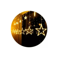 Cascata Led Com Estrelas Decoração 8 Funções Pisca Natal