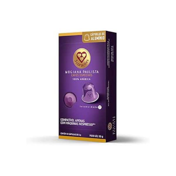 3 Corações Cápsulas de Café Mogiana Paulista, Compatíveis com Nespresso, contém 10 cápsulas