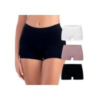 SHE BY MASH Kit 3 Calcinha Boyshort Microfibra Sem Costura Feminino Adulto, 1 Branco - 1 Preto - 1 Rosa Queimado, G