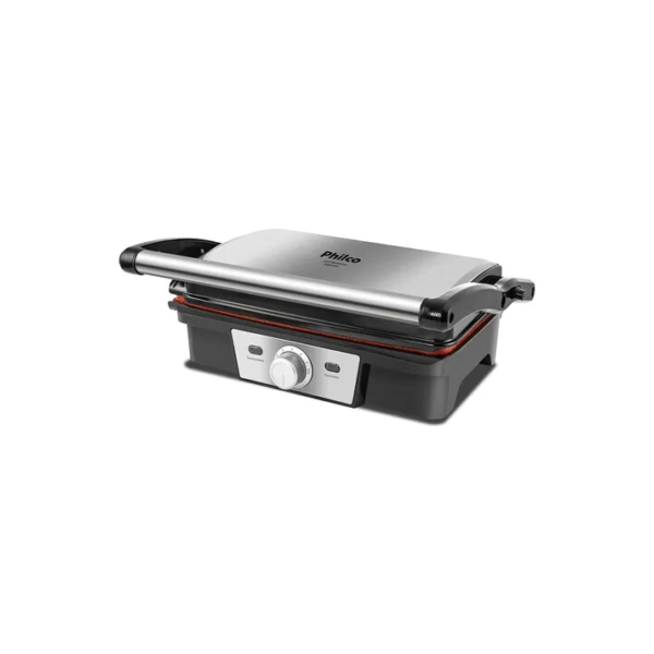 Grill Philco Pgr19pi Inox Antiaderente Redstone 1500w Cor Preto com Prata