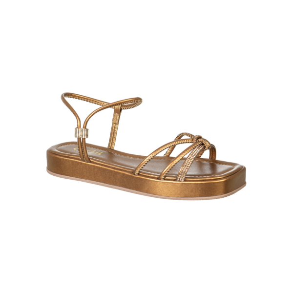 Sandália Feminina Blogueira Papete Dedo Tiras Strass Chinelo Flatform Confortável Original GiGiL