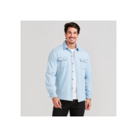Camisa Social Masculina Jeans Manga Longa Long Fit Slim Luxo