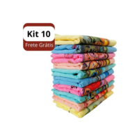 Pano De Prato Estampado Colorido Com 10 Peças 100% algodão