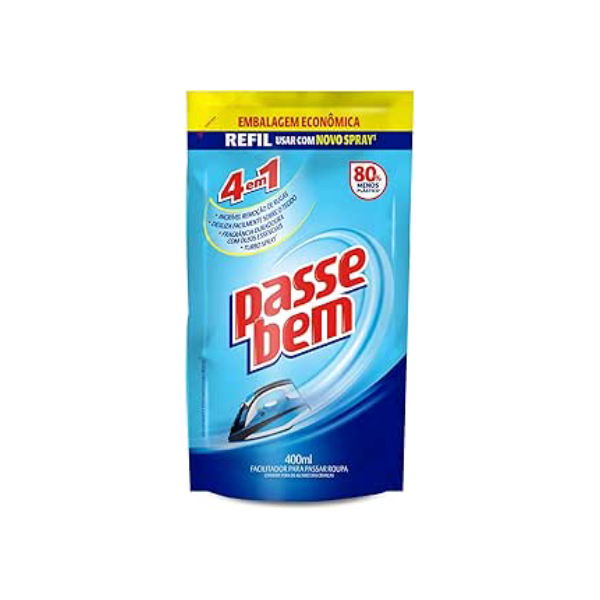 Facilitador de Passar Roupas Passe Bem 4 em 1 Refil 400ml