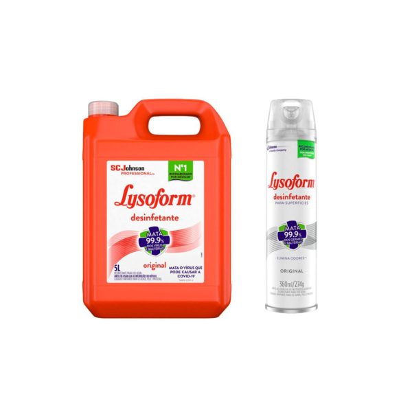 Kit Lysoform Desinfetante Uso Geral 5L + Aerossol 360ml