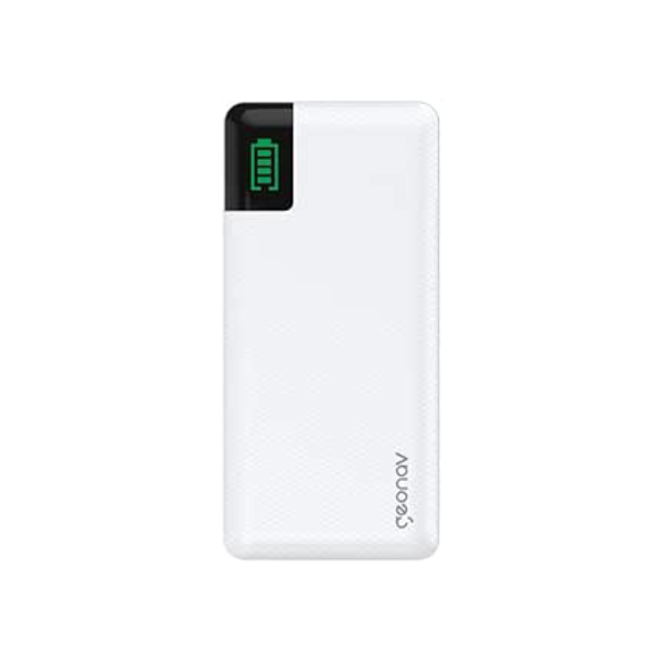 Geonav Power Bank, Carregador Portátil Universal 16.000mAh, 2 portas USB + 1 porta USB-C, Led Indicador de bateria, PB16KWT, Branco