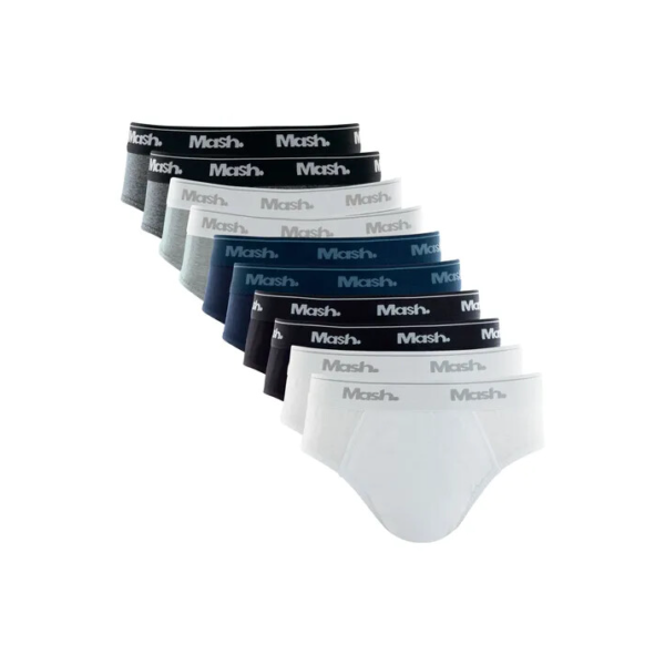 Kit 10 Cueca Slip Algodão Cotton Menino Elastico Mash