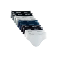 Kit 10 Cueca Slip Algodão Cotton Menino Elastico Mash