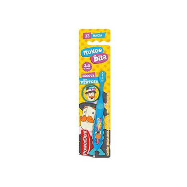 Powerdent Escova De Dentes Mundo Bita Com Protetor De Cerdas 2-5 Anos Multicolorido