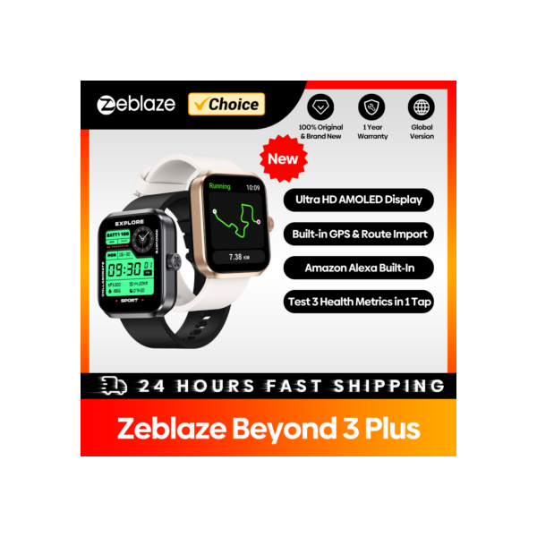 Zeblaze-Beyond 3 Plus Smartwatch GPS, Display AMOLED de 1,78 ", Amazon Alexa integrado, fazer/receber chamadas telefônicas, 3ATM, novo