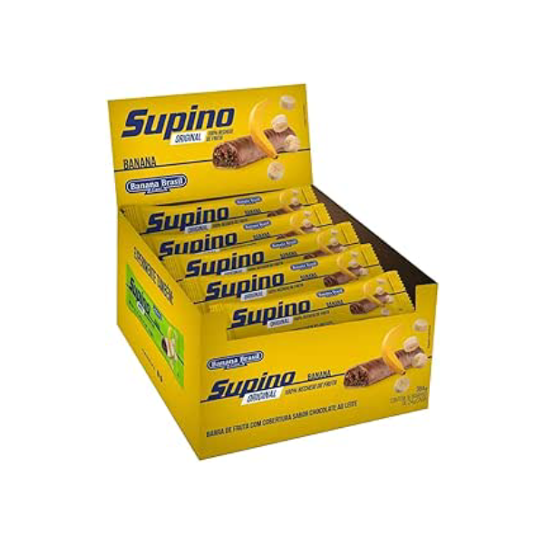 Banana Brasil Display Barra De Frutas Supino Original Banana Ao Leite -16 Unidades De 24G (384G)