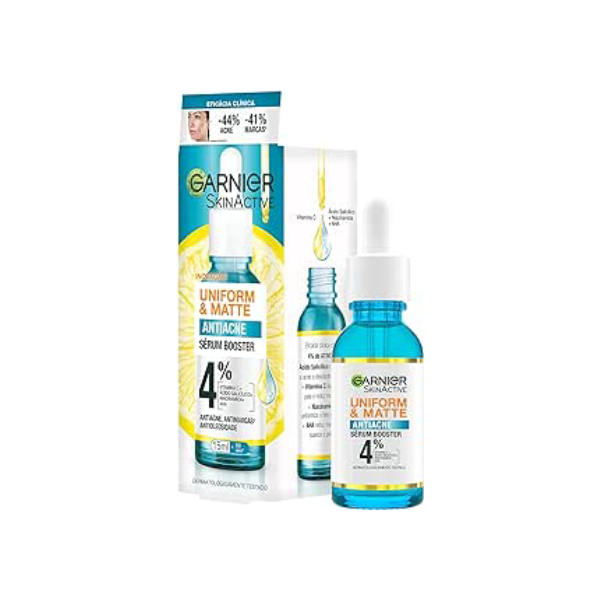 Garnier Sérum Antiacne Facial Uniform & Matte, Combate a Acne, Reduz Marcas, Controla a Oleosidade, 15ml