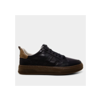 Tênis Couro Democrata Bold Masculino - Preto+Caramelo