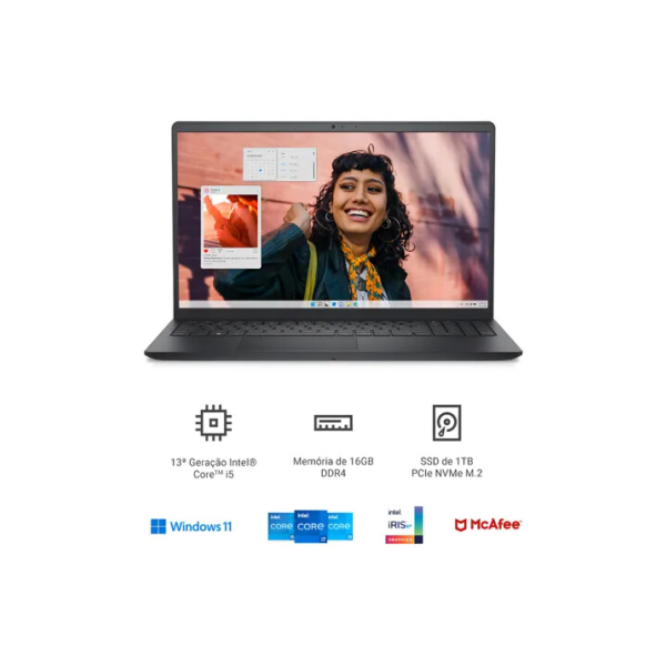 Notebook Dell Inspiron I15-i1300-a60p 15.6 I5 16gb 1tb W11 Preto