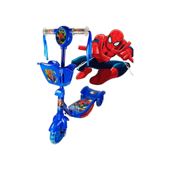 Patinete 3 Rodas Infantil Menino Homen Aranha Musica C/Cesta Luz  Musica
